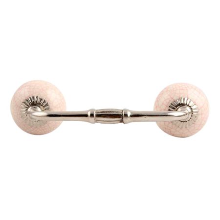 Cream Pink Crackle Ceramic Bridge Handle
